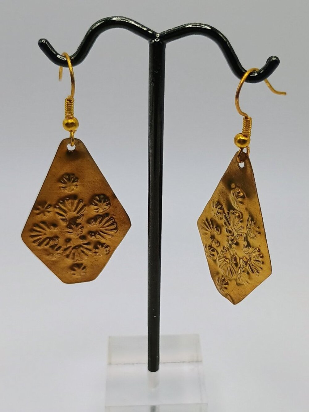 Handmade Bronze Earrings Geometric Silhouette